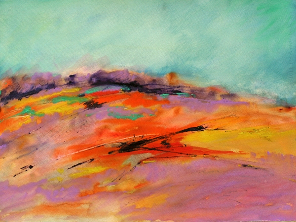 Click here to view Landscape in Purple, Orange, and Mint by Calvin deRuyter